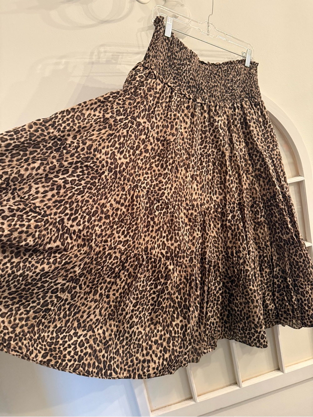 Lauren Ralph Lauren Leopard Print Smocked Tiered Maxi Skirt Animal Print Boho